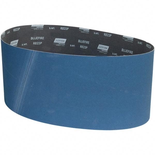 Norton - 9" Wide x 60" OAL, 120 Grit, Zirconia Alumina Abrasive Belt - Zirconia Alumina, Coated, X Weighted Cloth Backing - Apex Tool & Supply