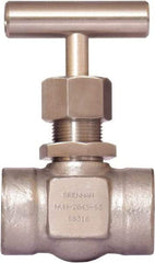 Brennan - 3/4" Pipe, Straight Needle Valve - PTFE Seal, Tube Ends, Stainless Steel Valve, 6,000 Max psi - Apex Tool & Supply