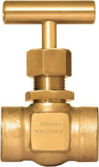 Brennan - 1/2" Pipe, Straight Needle Valve - PTFE Seal, NPT Ends, Brass Valve, 3,000 Max psi - Apex Tool & Supply