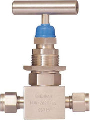 Brennan - 1/2" Pipe, Straight Needle Valve - PTFE Seal, NPT Ends, Stainless Steel Valve, 6,000 Max psi - Apex Tool & Supply
