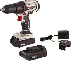 Porter-Cable - 20 Volt 1/2" Chuck Pistol Grip Handle Cordless Drill - 0-350 & 0-1500 RPM, Single-Sleeve Ratcheting Chuck, Reversible, 2 Lithium-Ion Batteries Included - Apex Tool & Supply