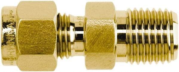 Brennan - 1/4" OD, Brass Male Connector - NPT Ends - Apex Tool & Supply