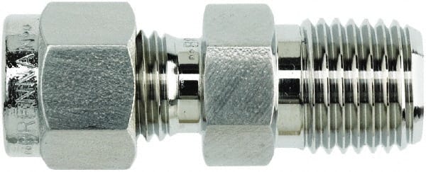 Brennan - 1/4" Tube OD x 1/2 Thread Stainless Steel Compression Tube Male Connector - Apex Tool & Supply