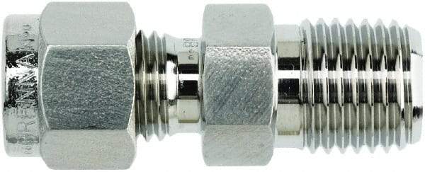 Brennan - 3/8" OD, Stainless Steel Male Connector - NPT Ends - Apex Tool & Supply