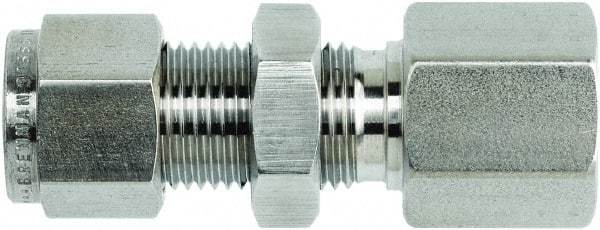 Brennan - 1/2" OD, Stainless Steel Bulkhead Female Connector - Comp x FNPT Ends - Apex Tool & Supply