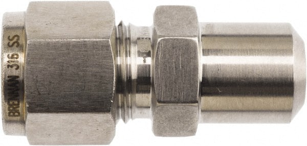 Brennan - 3/8" Tube OD x 3/8 Thread Stainless Steel Compression Tube Butt Weld Male Connector - Apex Tool & Supply