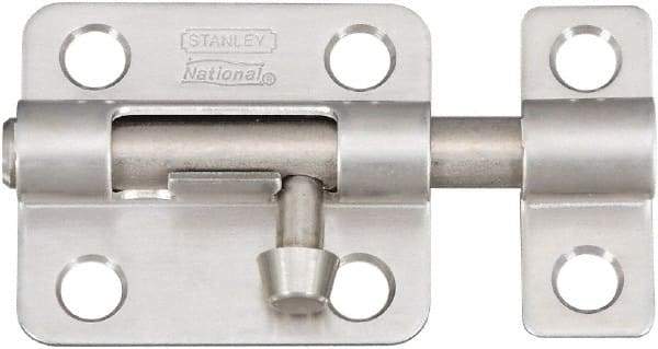 National Mfg. - 2-1/2" Long, 1-1/2" Wide Barrel Bolts - Stainless Steel - Apex Tool & Supply