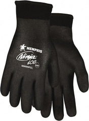 MCR Safety - Size 2XL Work Gloves - Knit Wrist Cuff, Black Polymer, Shell, White Logo, Hem, Paired - Apex Tool & Supply