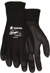 MCR Safety - Size L, ANSI Puncture Lvl 2, Abrasion Lvl 3, Cut & Puncture Resistant Gloves - Palm Coated, Black - Apex Tool & Supply