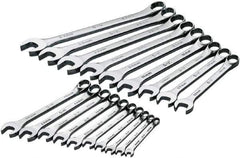 SK - 19 Piece, 6mm to 24mm, 12 Point Combination Wrench Set - Metric Measurement Standard, Chrome Finish, Comes in Rack - Apex Tool & Supply