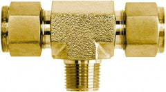 Brennan - 1/4" Tube OD x 1/4 Thread Brass Compression Tube Male Branch Tee - Apex Tool & Supply