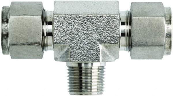 Brennan - 1/2" OD, Stainless Steel Union Tee - Comp x Comp x Comp Ends - Apex Tool & Supply