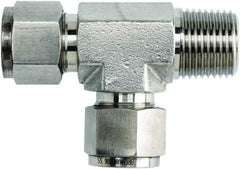 Brennan - 1/4" OD, Stainless Steel Male Run Tee - Comp x MNPT x Comp Ends - Apex Tool & Supply