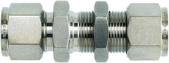 Brennan - 1/4" OD, Stainless Steel Bulkhead Union - Comp x Comp Ends - Apex Tool & Supply