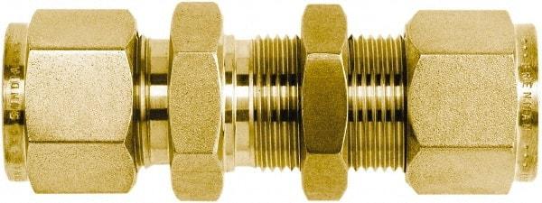 Brennan - 1/2" OD, Brass Bulkhead Union - Comp x Comp Ends - Apex Tool & Supply