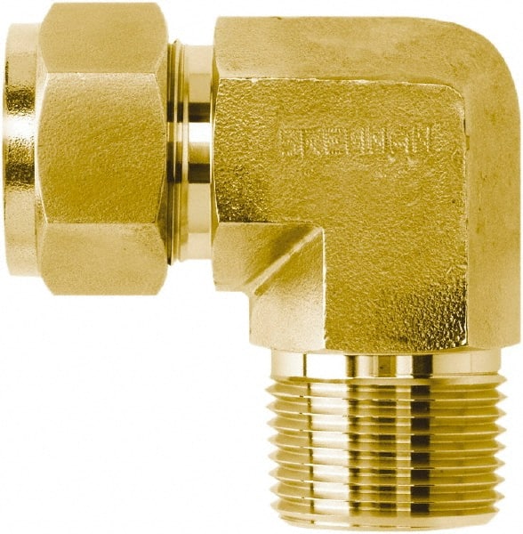 Brennan - 1/4" Tube OD x 1/2 Thread Brass Compression Tube Male Elbow - Apex Tool & Supply