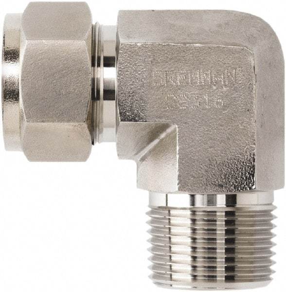 Brennan - 1/2" OD, Stainless Steel Male Elbow - MNPT Ends - Apex Tool & Supply