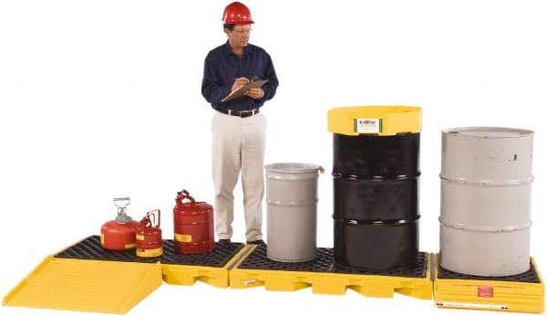 UltraTech - 121 Gal Sump, 7,500 Lb Capacity, 5 Drum, Polyethylene Spill Deck or Pallet - 129-3/4" Long x 5-3/4" Wide x 26" High, Low Profile, Inline Drum Configuration - Apex Tool & Supply