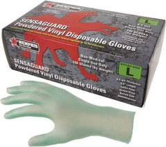 MCR Safety - Size XL, 6-1/2 mil, Industrial Grade, Powdered Vinyl Disposable Gloves - 9-1/2" Long, Green, Smooth Rolled Cuffs, FDA Approved, Ambidextrous - Apex Tool & Supply