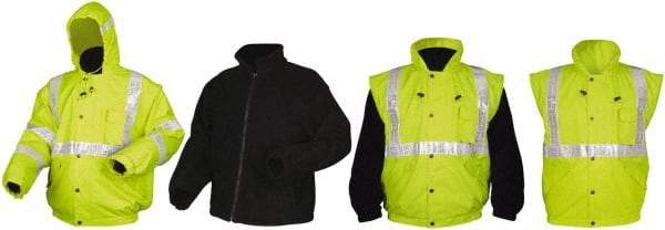 MCR Safety - Size 4XL, Lime, Rain, Cold Weather Rain Jacket - 3 Pockets, Packable Hood - Apex Tool & Supply