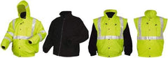 MCR Safety - Size 3XL, Lime, Rain, Cold Weather Rain Jacket - 3 Pockets, Rollaway Hood - Apex Tool & Supply