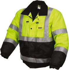 MCR Safety - Size 4XL, Lime, Rain, Cold Weather Rain Jacket - 3 Pockets, Rollaway Hood - Apex Tool & Supply