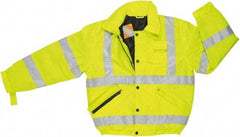MCR Safety - Size 4XL, High Visibility Lime, Rain, Cold Weather Rain Jacket - 3 Pockets, Detachable Hood - Apex Tool & Supply