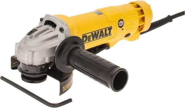 DeWALT - 4-1/2" Wheel Diam, 11,000 RPM, Corded Angle & Disc Grinder - 5/8-11 Spindle, 120 Volts, 11 Amps - Apex Tool & Supply