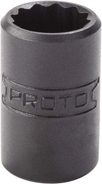 Proto - 3/16", 1/4" Drive, Standard Hand Socket - 12 Points, 7/8" OAL, Alloy Steel, Black Finish - Apex Tool & Supply