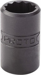 Proto - 9/16", 1/4" Drive, Standard Hand Socket - 12 Points, 7/8" OAL, Alloy Steel, Black Finish - Apex Tool & Supply