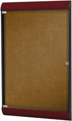 Ghent - 42.13" Wide x 27-3/4" High Enclosed Cork Bulletin Board - Vinyl, Navy Blue - Apex Tool & Supply