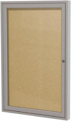 Ghent - 36" Wide x 30" High Enclosed Cork Bulletin Board - Vinyl, Caramel - Apex Tool & Supply