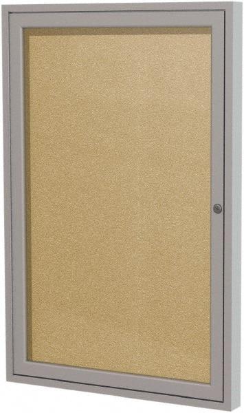 Ghent - 24" Wide x 18" High Enclosed Cork Bulletin Board - Rubber, Caramel - Apex Tool & Supply