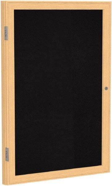 Ghent - 24" Wide x 36" High Enclosed Cork Bulletin Board - Rubber, Black - Apex Tool & Supply