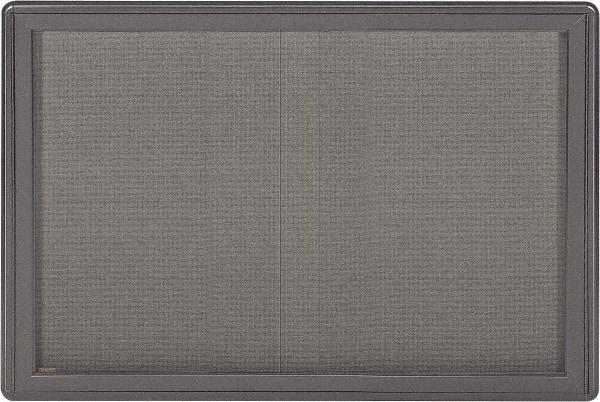 Ghent - 47" Wide x 34" High Enclosed Cork Bulletin Board - Fabric Covered, Black - Apex Tool & Supply