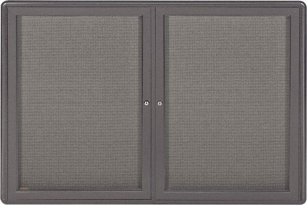 Ghent - 34" Wide x 24" High Enclosed Cork Bulletin Board - Fabric Covered, Black - Apex Tool & Supply
