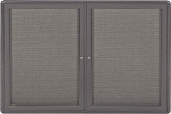 Ghent - 34" Wide x 24" High Enclosed Cork Bulletin Board - Fabric Covered, Black - Apex Tool & Supply