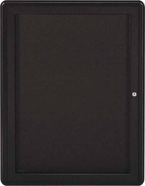 Ghent - 34" Wide x 24" High Enclosed Cork Bulletin Board - Fabric Covered, Gray - Apex Tool & Supply