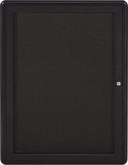 Ghent - 34" Wide x 24" High Enclosed Cork Bulletin Board - Fabric Covered, Gray - Apex Tool & Supply