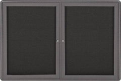 Ghent - 34" Wide x 24" High Enclosed Cork Bulletin Board - Fabric Covered, Gray - Apex Tool & Supply