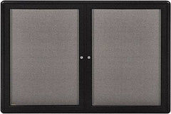 Ghent - 34" Wide x 24" High Enclosed Cork Bulletin Board - Fabric Covered, Black - Apex Tool & Supply
