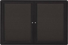 Ghent - 47" Wide x 34" High Enclosed Cork Bulletin Board - Fabric Covered, Gray - Apex Tool & Supply