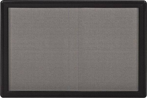 Ghent - 47" Wide x 34" High Enclosed Cork Bulletin Board - Fabric Covered, Black - Apex Tool & Supply