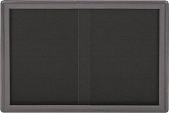 Ghent - 47" Wide x 34" High Enclosed Cork Bulletin Board - Fabric Covered, Gray - Apex Tool & Supply