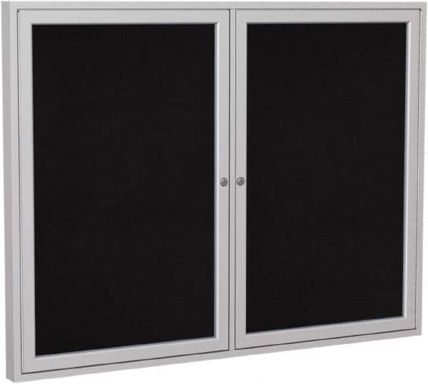 Ghent - 48" Wide x 36" High Enclosed Cork Bulletin Board - Rubber, Black - Apex Tool & Supply