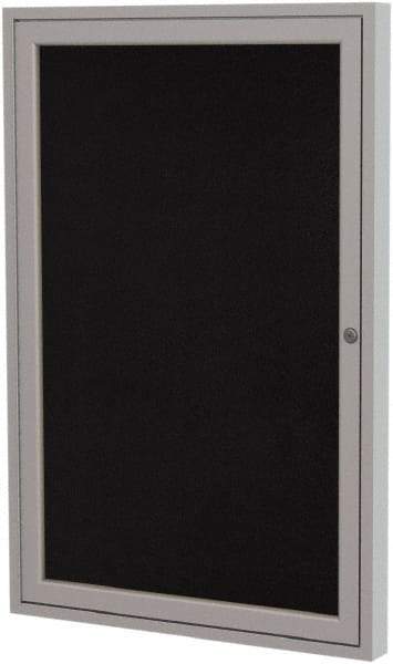 Ghent - 36" Wide x 24" High Enclosed Cork Bulletin Board - Rubber, Black - Apex Tool & Supply