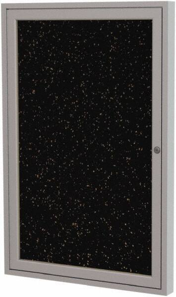 Ghent - 24" Wide x 18" High Enclosed Cork Bulletin Board - Rubber, Tan Speckled - Apex Tool & Supply