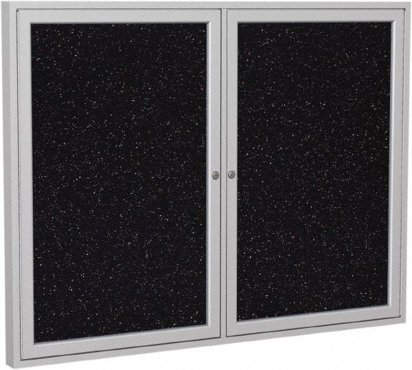 Ghent - 48" Wide x 36" High Enclosed Cork Bulletin Board - Rubber, Confetti (Color) - Apex Tool & Supply