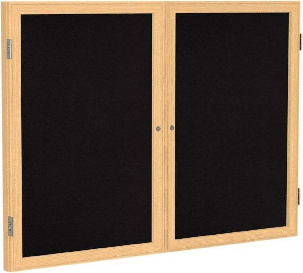Ghent - 48" Wide x 36" High Enclosed Cork Bulletin Board - Rubber, Black - Apex Tool & Supply