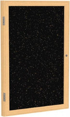 Ghent - 24" Wide x 18" High Enclosed Cork Bulletin Board - Rubber, Tan Speckled - Apex Tool & Supply